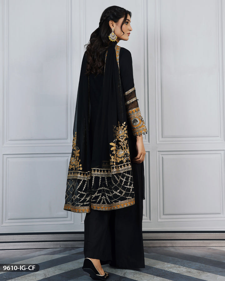 3 Piece Embroidered Chiffon Suit | 9610-IG-CF