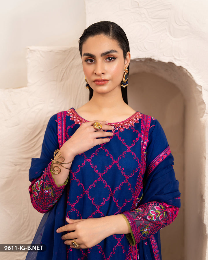 Stitched 3 Piece Embroidered Suit | 9611-IG-B.NET