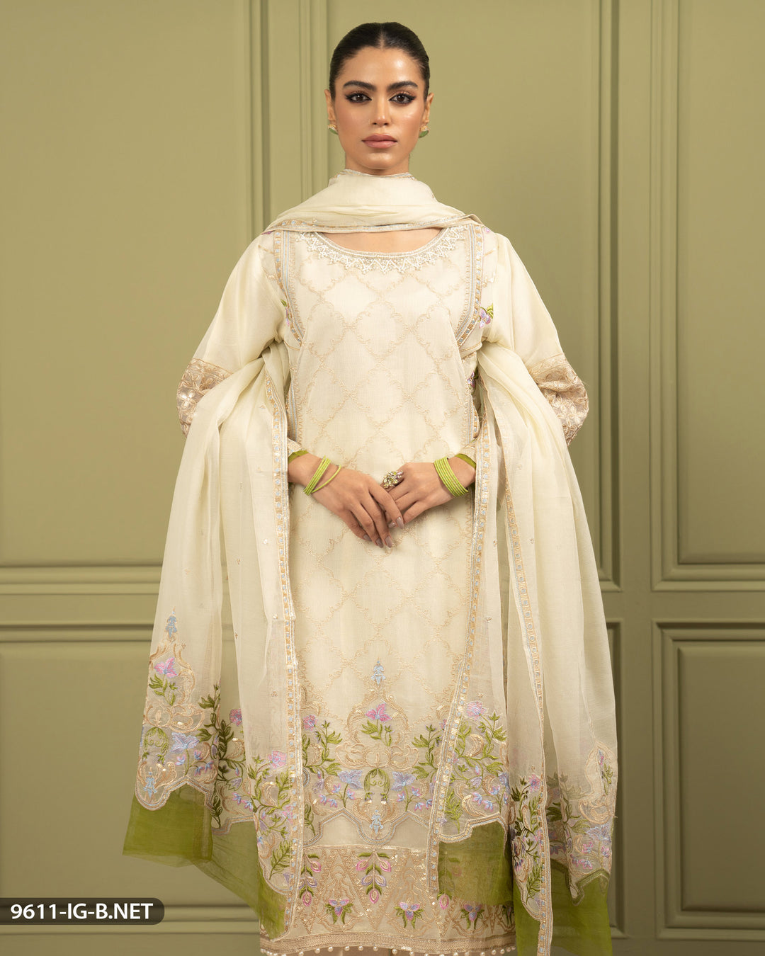 Stitched 3 Piece Embroidered Suit | 9611-IG-B.NET