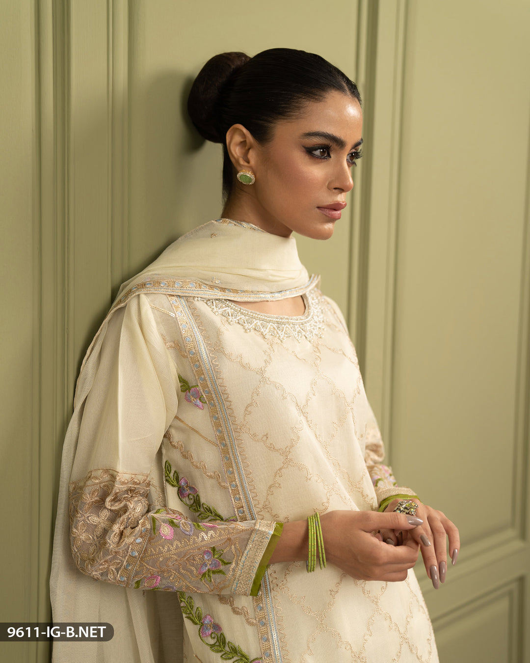 Stitched 3 Piece Embroidered Suit | 9611-IG-B.NET