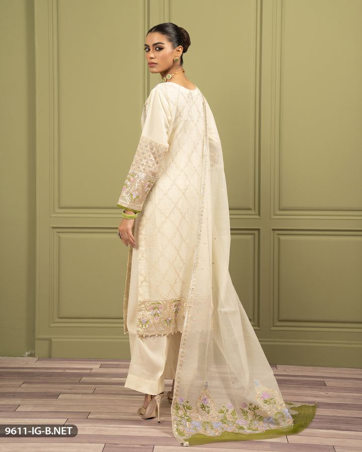 Stitched 3 Piece Embroidered Suit | 9611-IG-B.NET