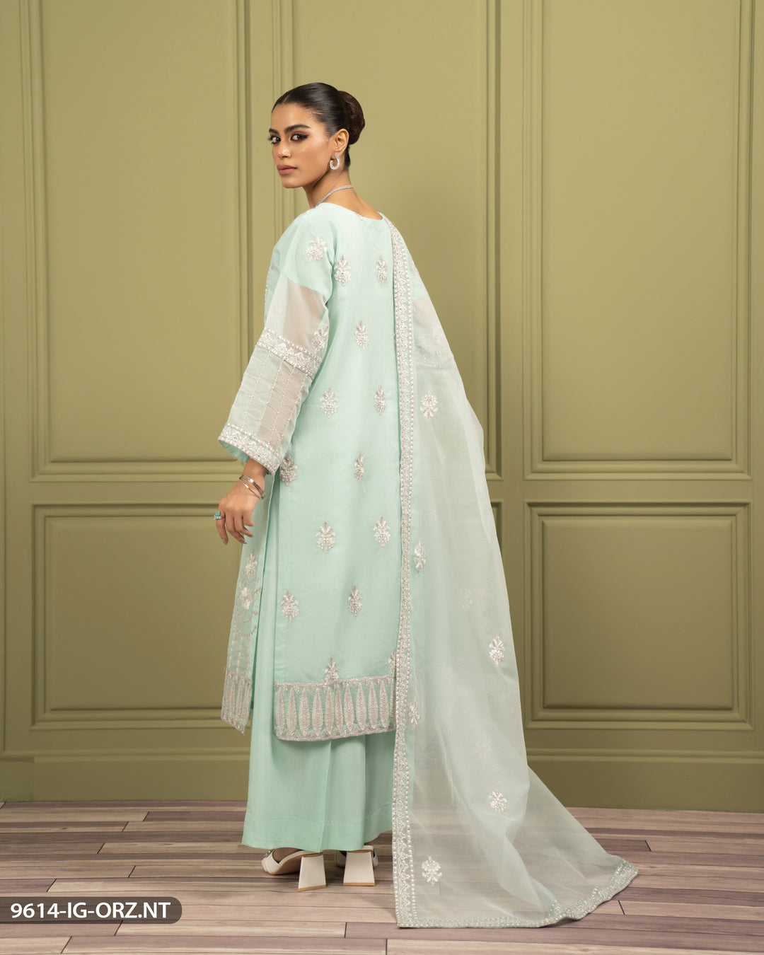 Embroidered Organza Net Suit | 9614-IG-ORZ