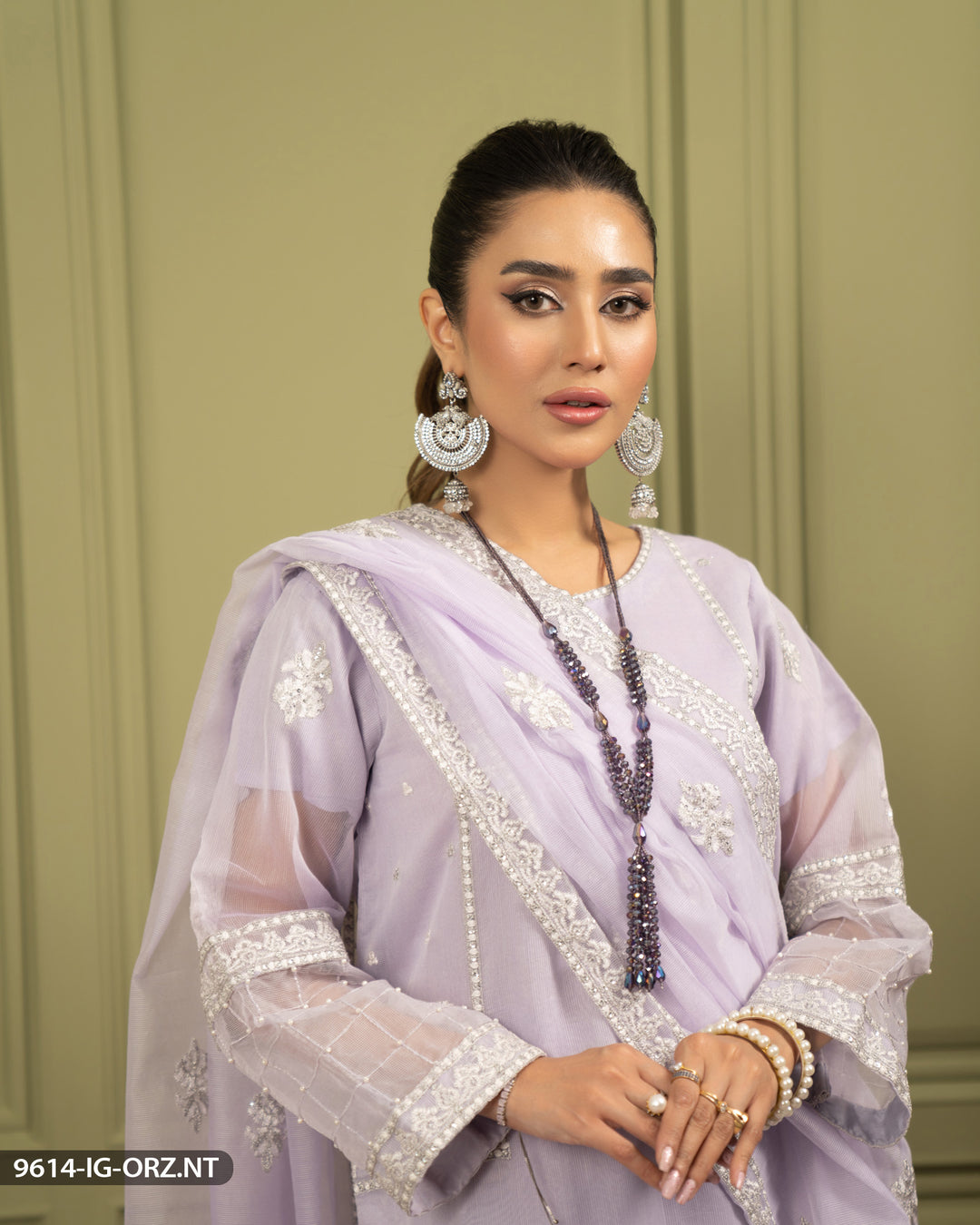 Embroidered Organza Net Suit | 9614-IG-ORZ