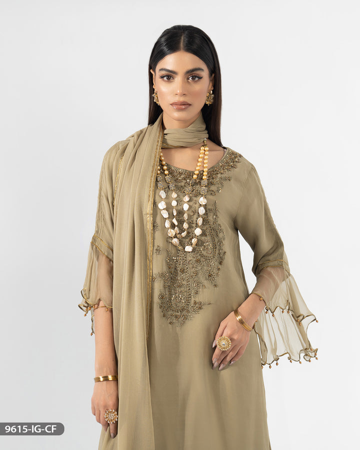 Stitched 3 Piece Chiffon Suit | 9615-IG-CF