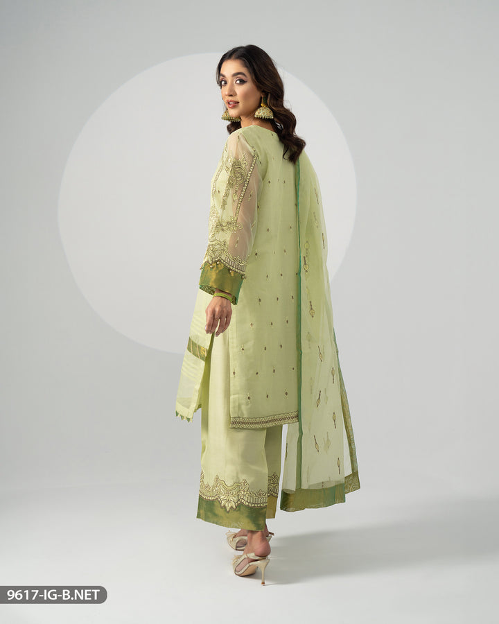 3 Piece Embroidered Bori Net Suit | 9617-IG-B.NET