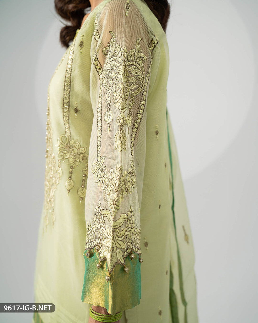 3 Piece Embroidered Bori Net Suit | 9617-IG-B.NET