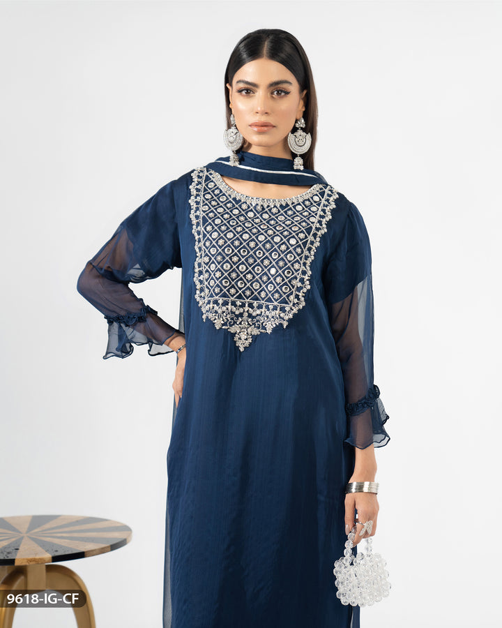 Chiffon Embroidered Suit | 9618-IG-CF