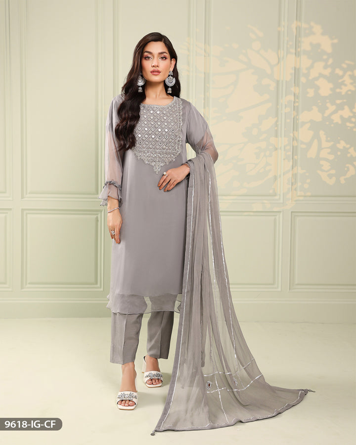 Chiffon Embroidered Suit | 9618-IG-CF