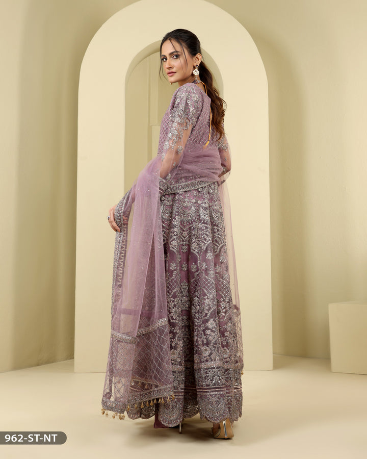 Party wear Maxi 3 Piece Net Embroidered | 962-ST-NT