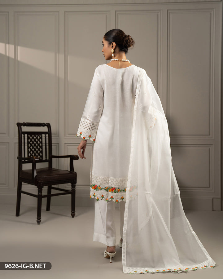 3 Piece Embroidered Bori Net Suit | 9626-IG-B.NET