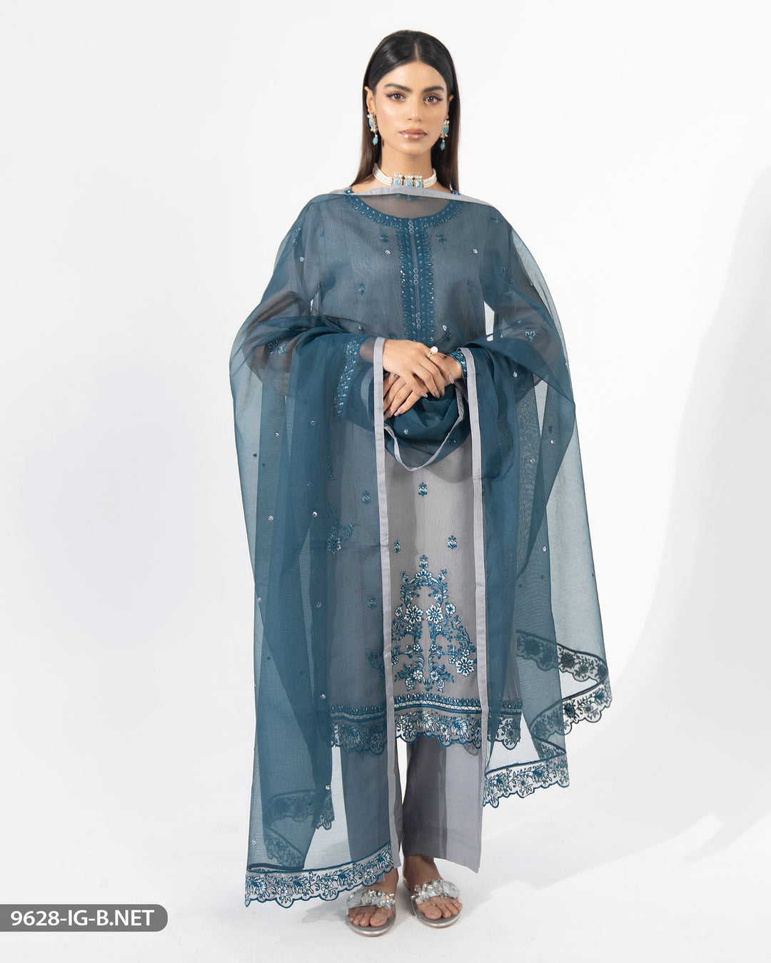 Stitched 3 Piece Embroidered Suit | 9628-IG-B.NET