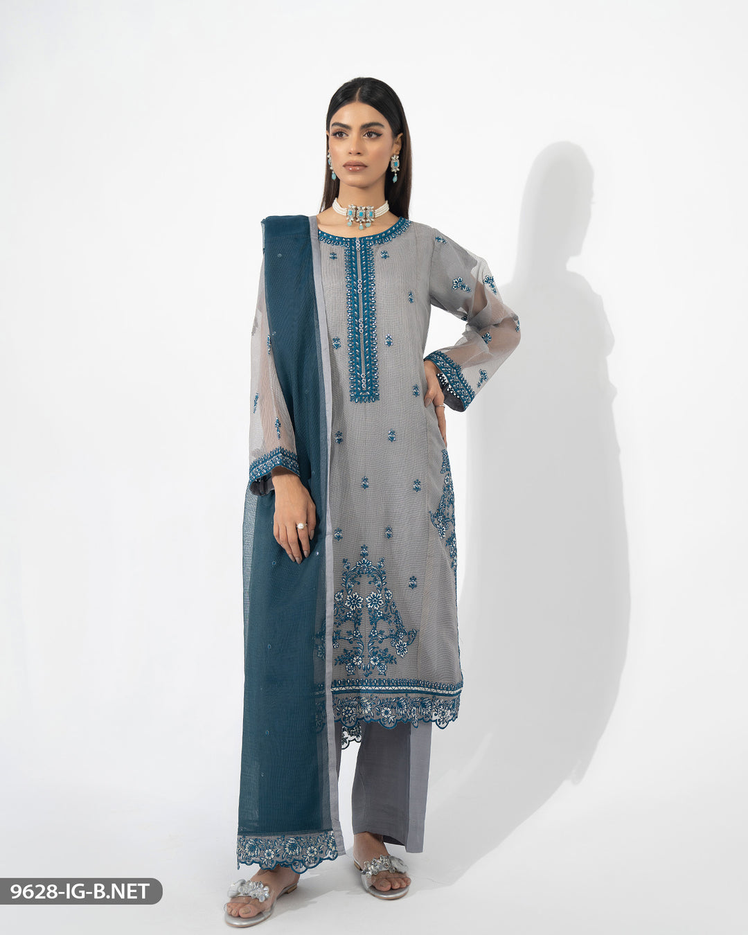 Stitched 3 Piece Embroidered Suit | 9628-IG-B.NET