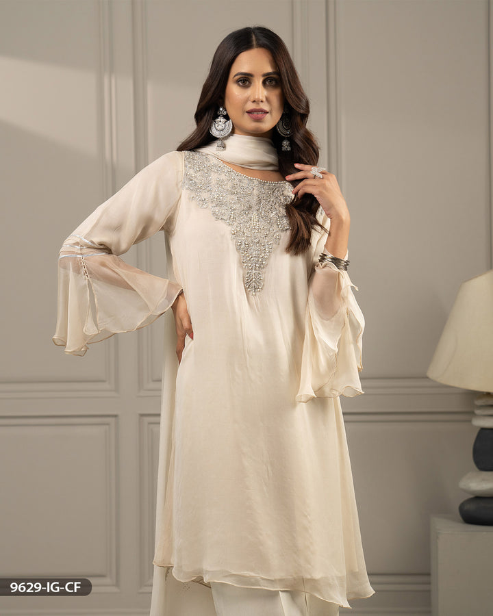 Chiffon Embroidered Frock | 9629-IG-CF