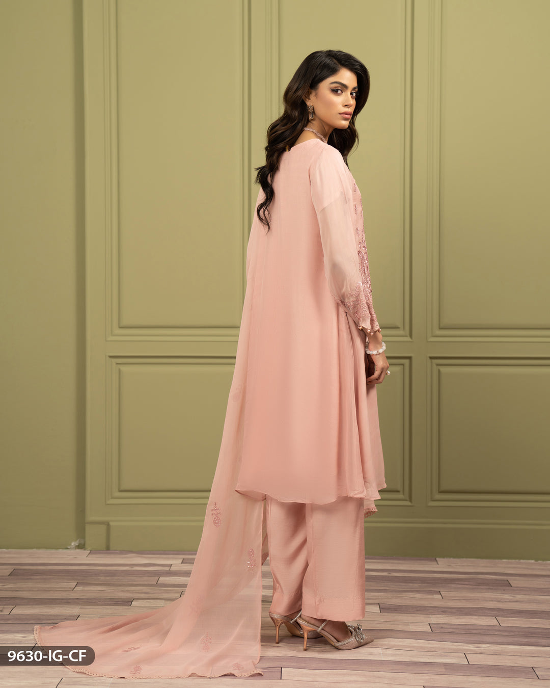 Embroidered Chiffon Suit | 9630-IG-CF