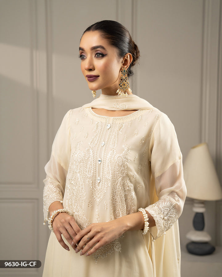 Embroidered Chiffon Suit | 9630-IG-CF