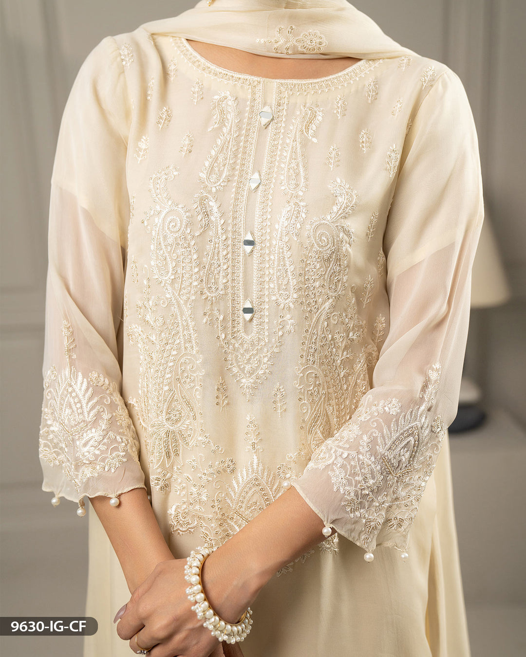 Embroidered Chiffon Suit | 9630-IG-CF