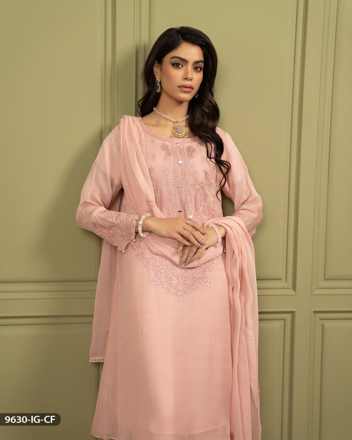 Embroidered Chiffon Suit | 9630-IG-CF