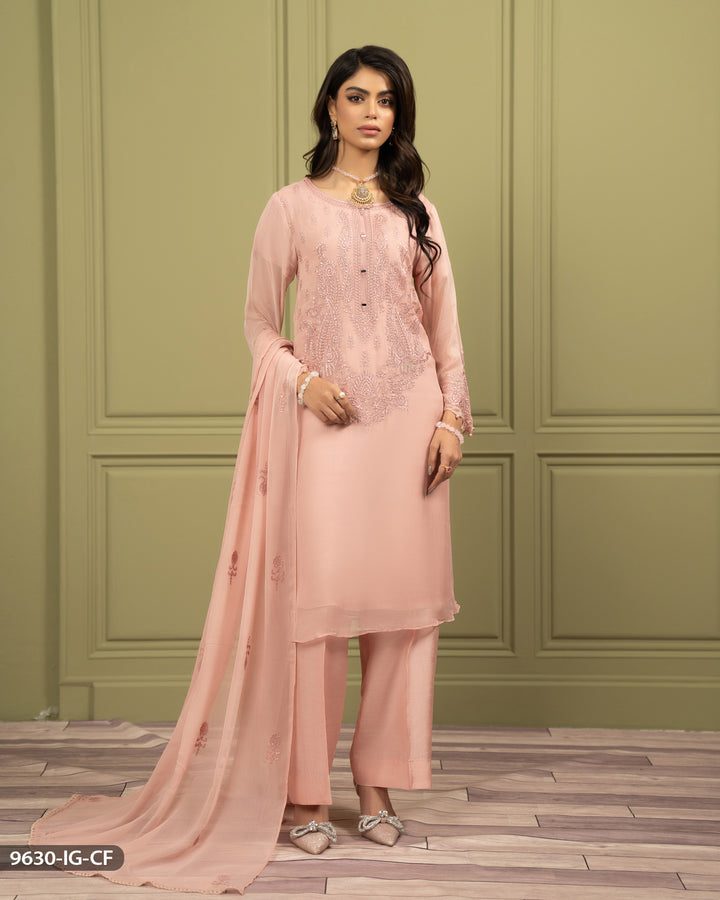 Embroidered Chiffon Suit | 9630-IG-CF