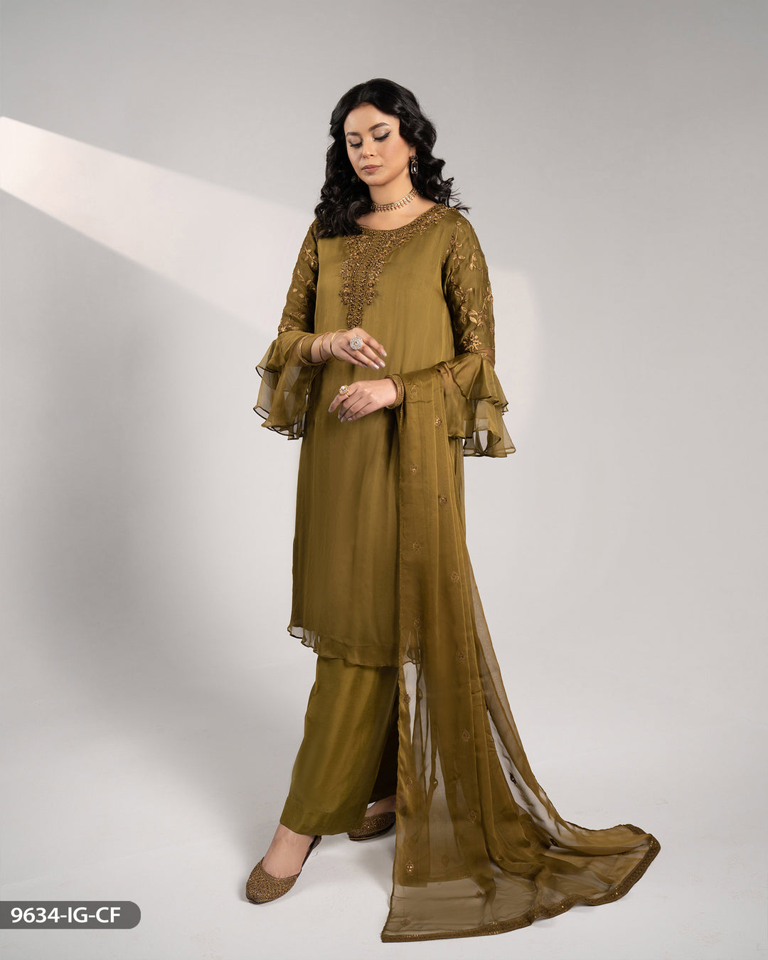 Chiffon Embroidered Suit | 9634-IG-CF