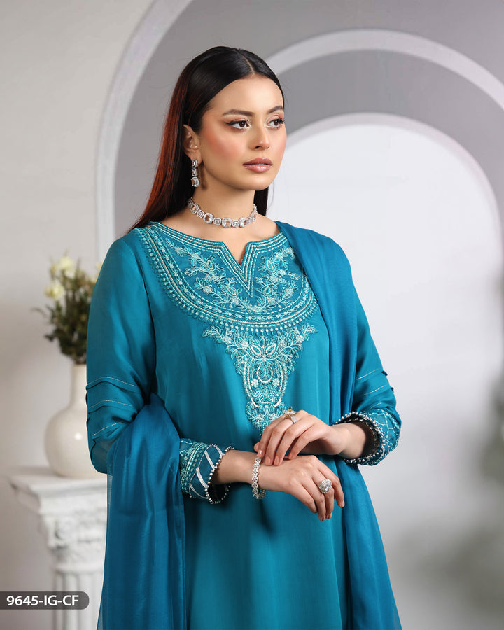 Embroidered Chiffon Suit | 9645-IG-CF