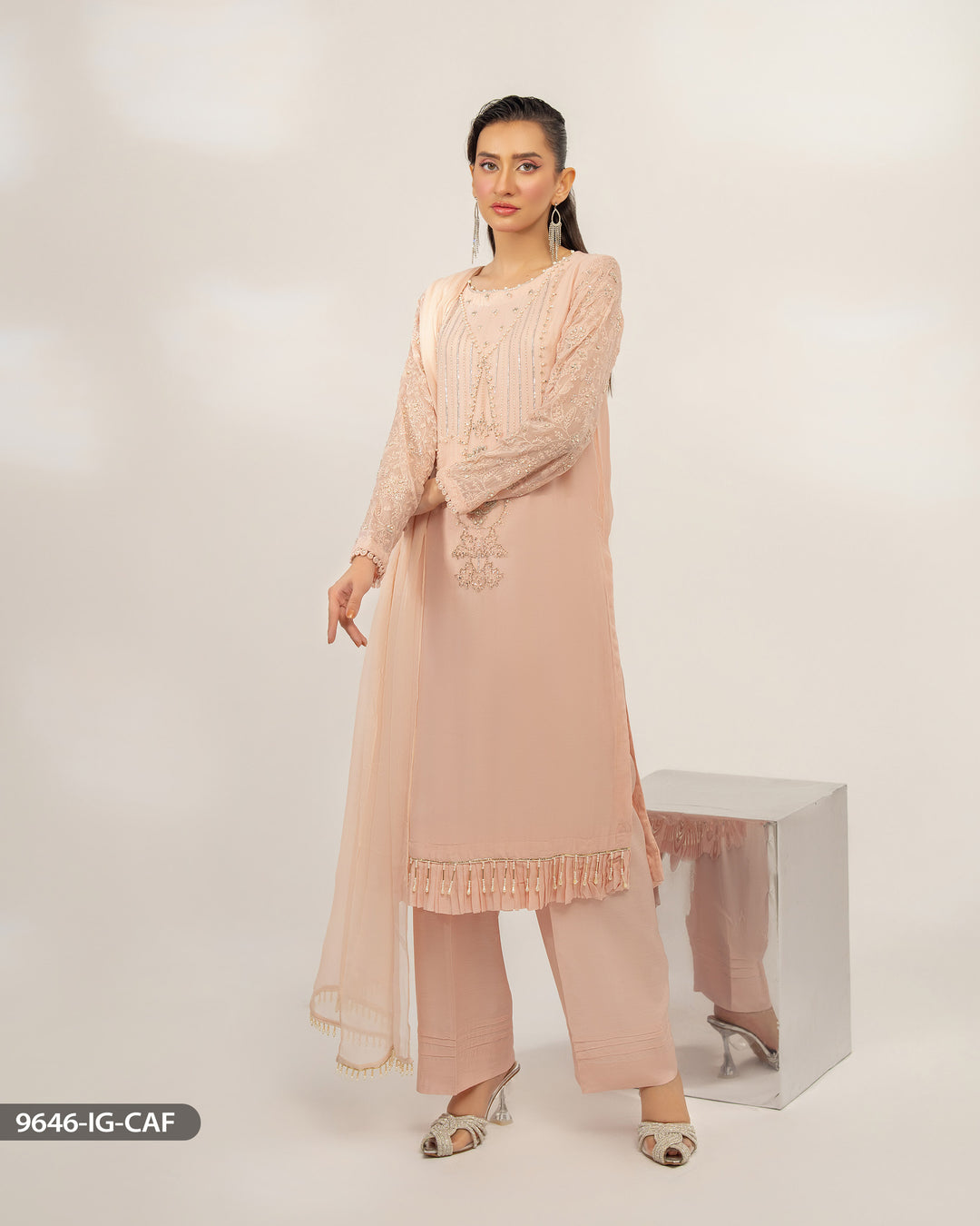 3 Piece Chiffon Suit | 9646-IG-CF - Sha Posh Textile