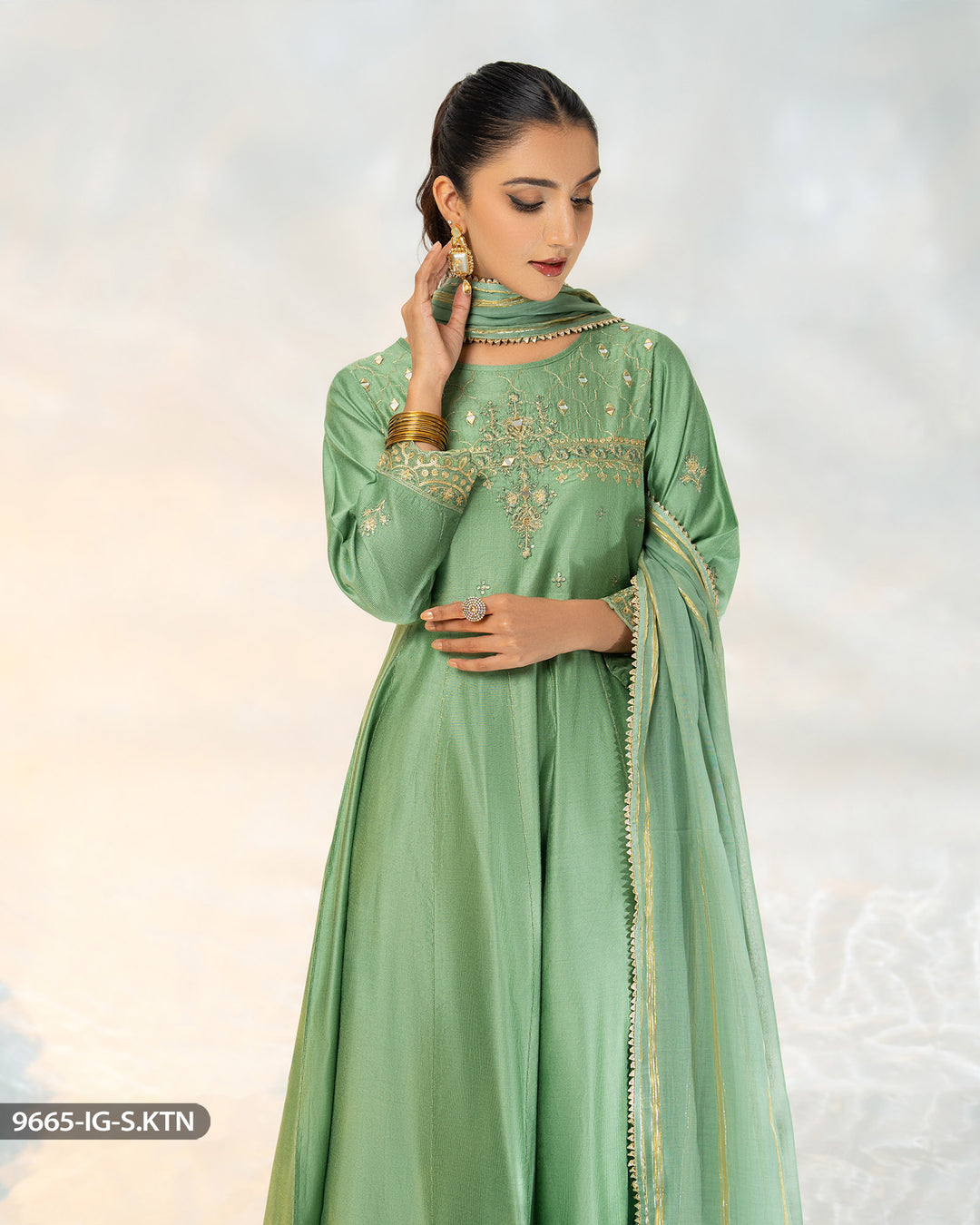 3 Piece Embroidered Frock | 9665-IG-S.KTN