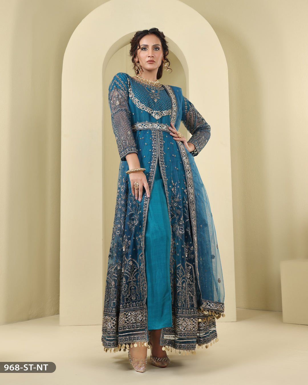 Formal Maxi 3 Piece Net with Tilla Embroidered (Stitched) | 968-ST-NT