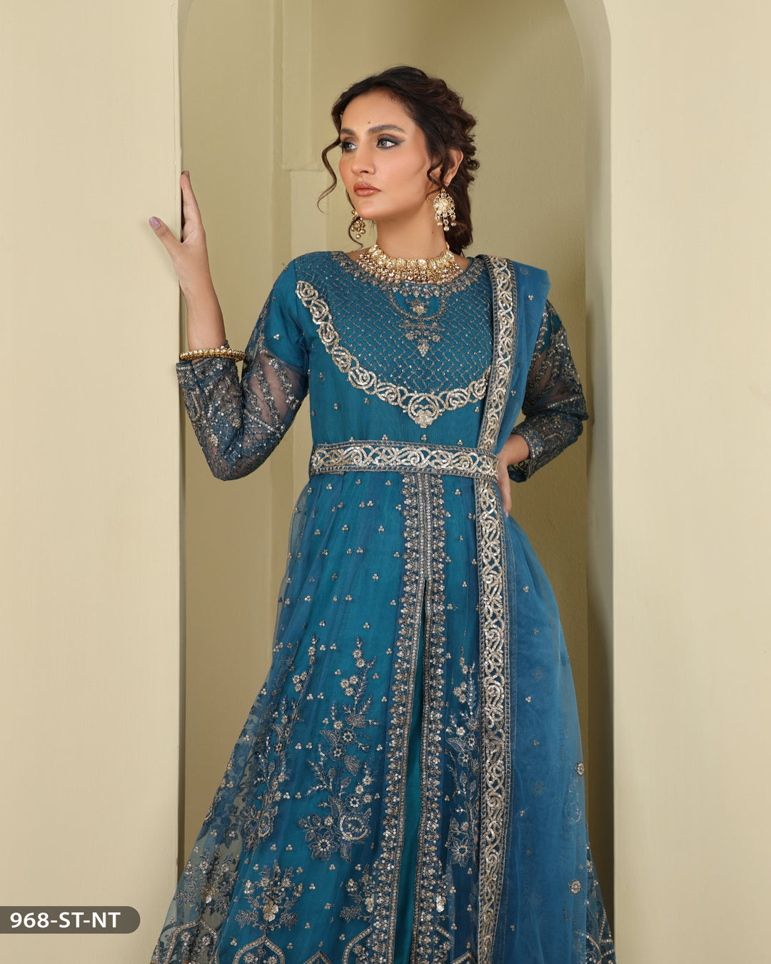 Formal Maxi 3 Piece Net with Tilla Embroidered (Stitched) | 968-ST-NT