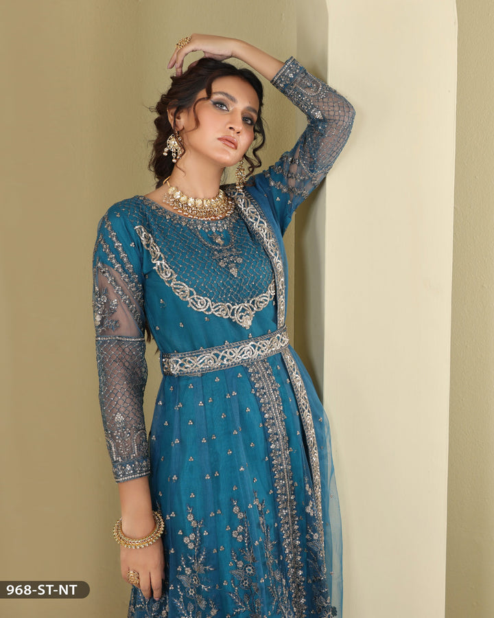 Formal Maxi 3 Piece Net with Tilla Embroidered (Stitched) | 968-ST-NT