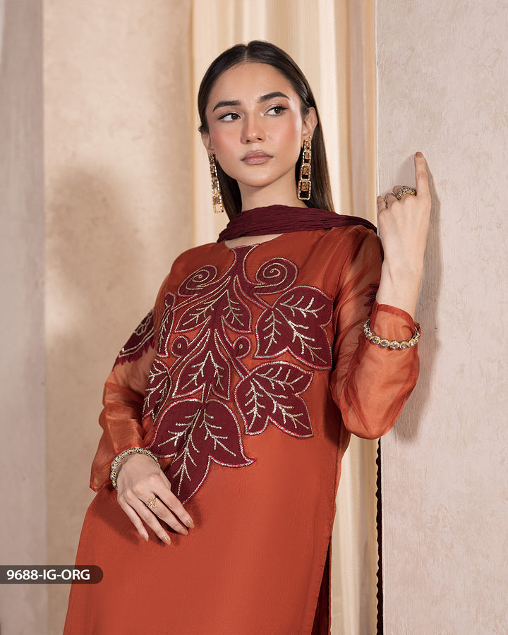 3 Piece Embroidered Suit | 9688-IG-ORZ