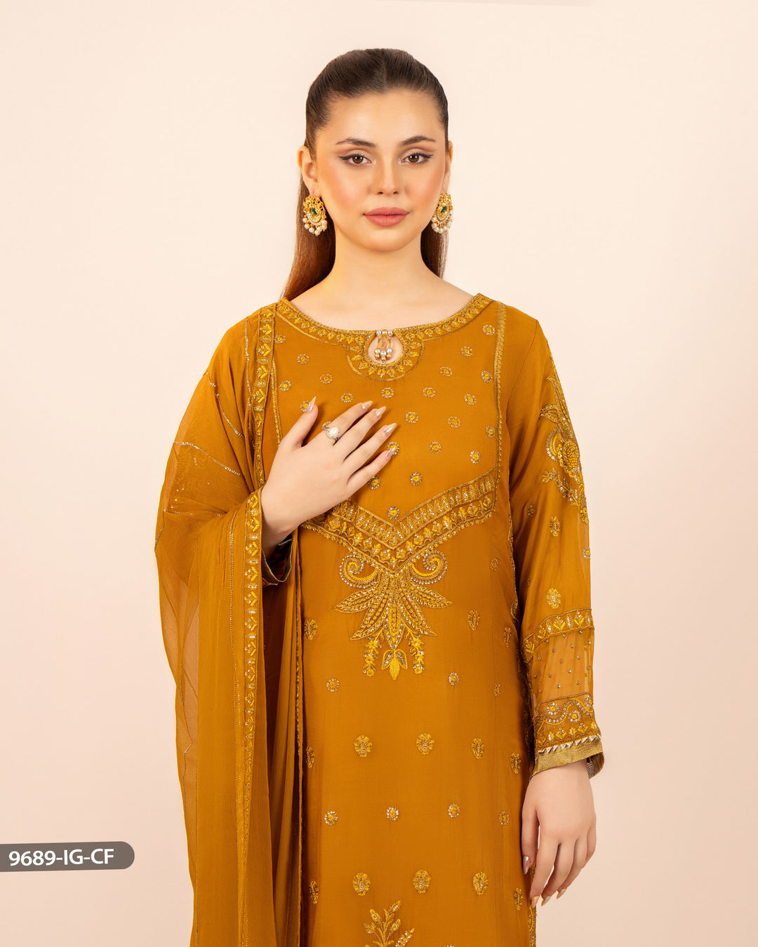 3 Piece Embroidered Chiffon | 9689-IG-CF