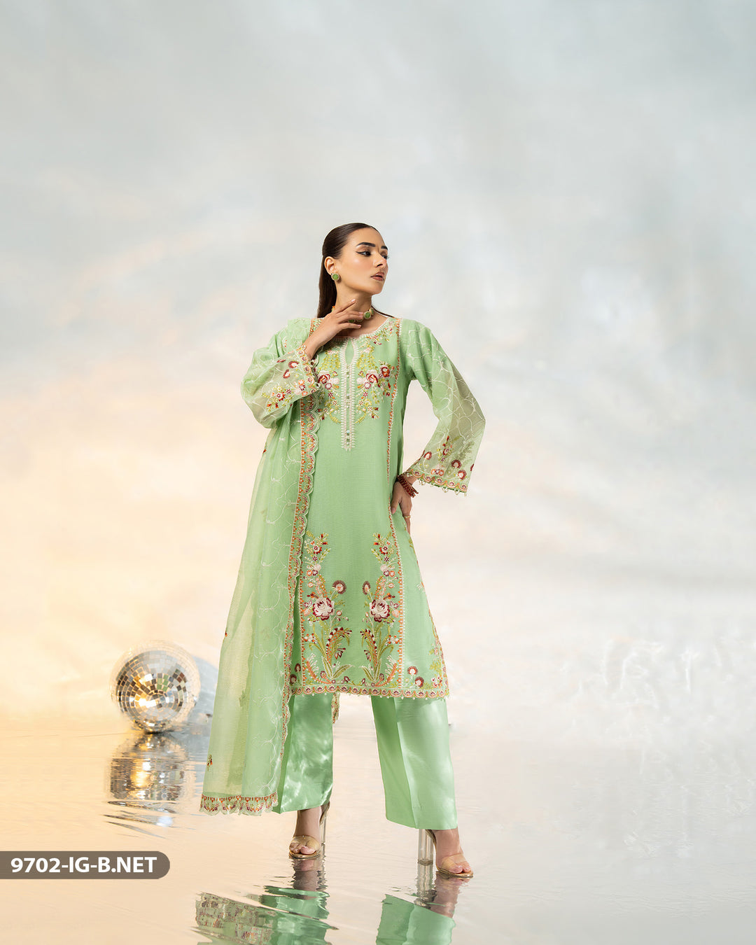 3 Piece Bori Net Suit | 9702-IG-B.NET - Sha Posh Textile