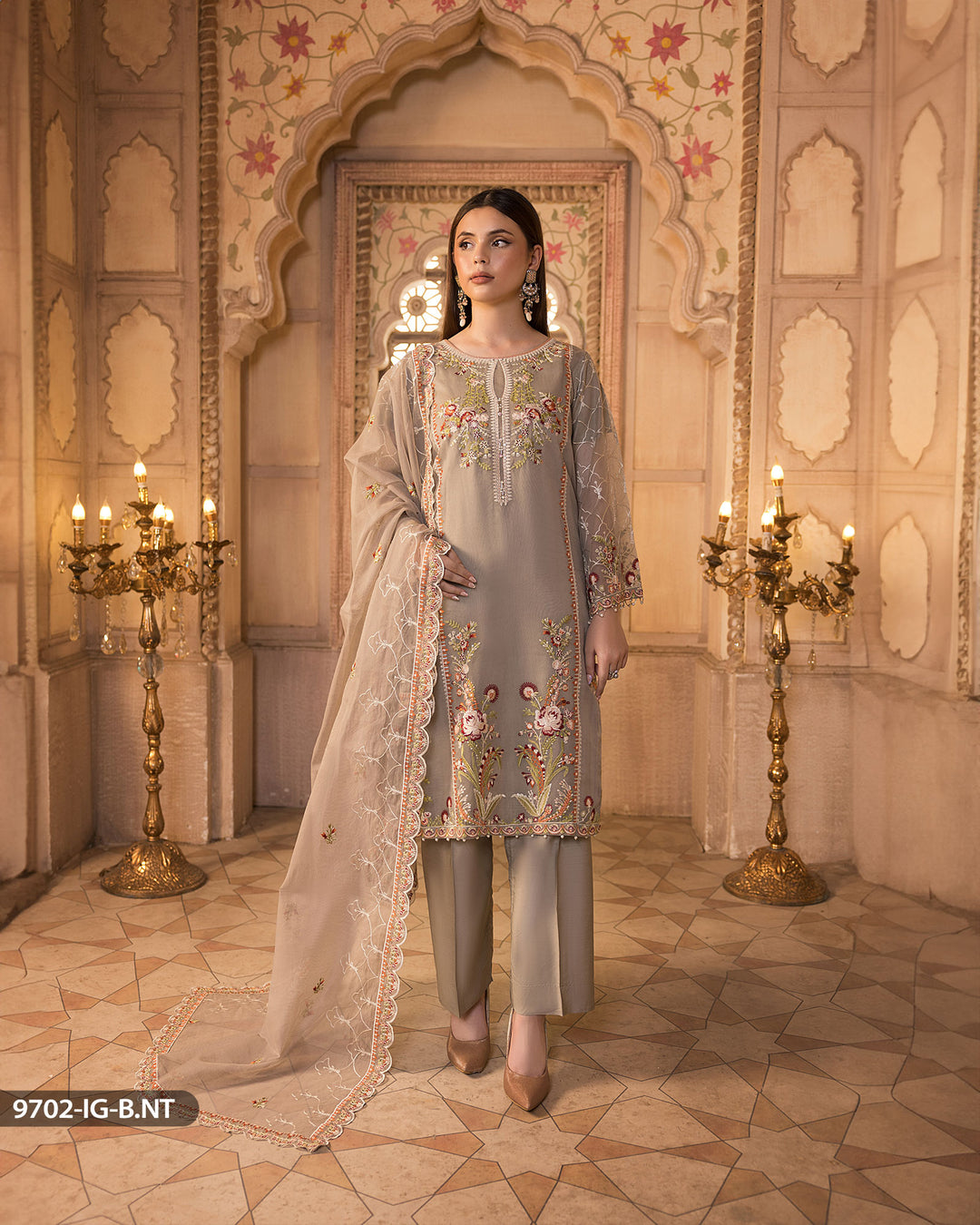 3 Piece Bori Net Suit | 9702-IG-B.NET - Sha Posh Textile