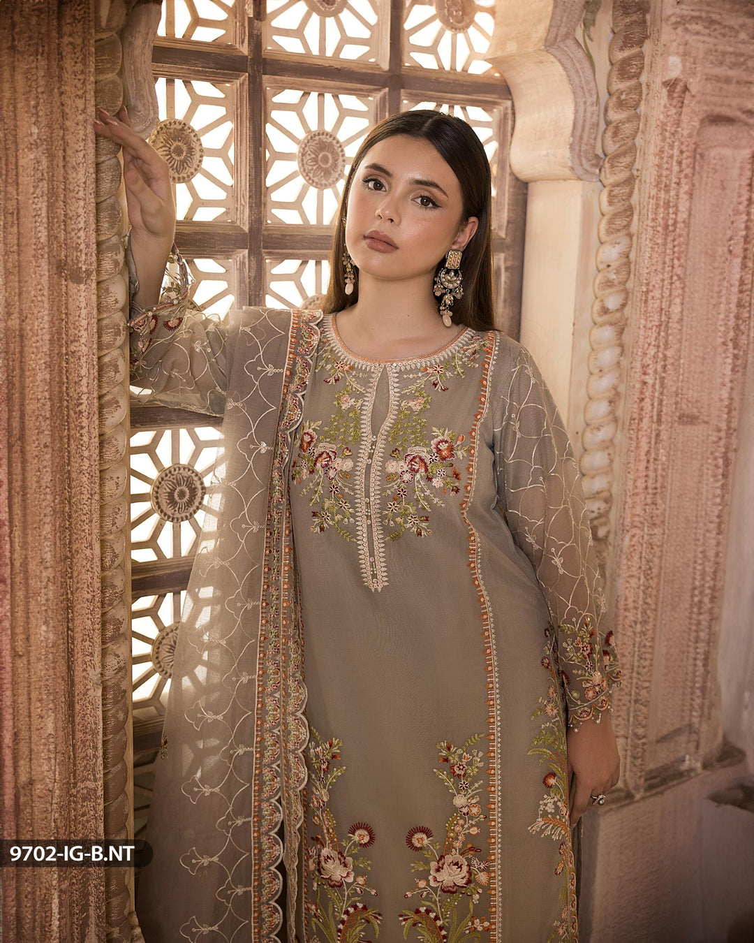 3 Piece Bori Net Suit | 9702-IG-B.NET - Sha Posh Textile