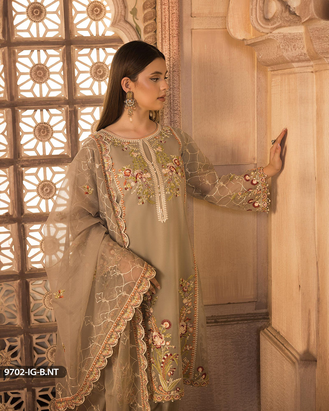 3 Piece Bori Net Suit | 9702-IG-B.NET - Sha Posh Textile