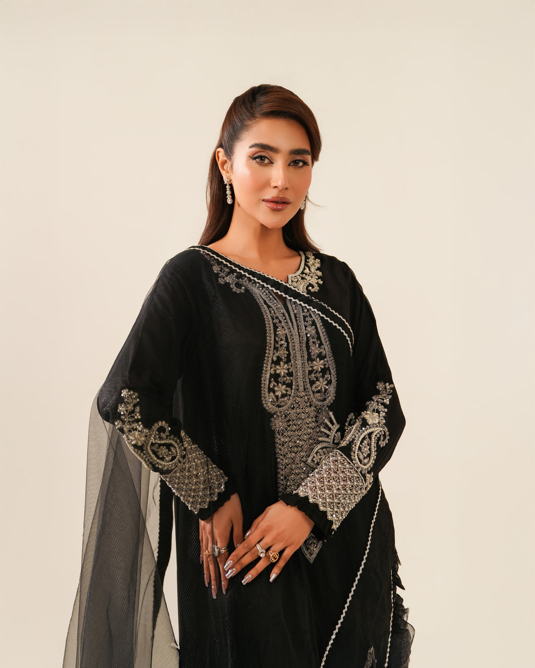 3-Piece Ready-to-Wear Chiffon Suit | 9717-IG-CF - Sha Posh Textile