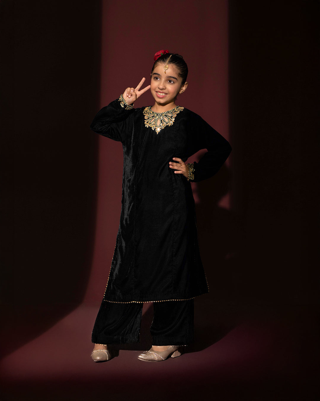 Kids 2 Piece Velvet Suit Stitched | 1131-ST-VLT