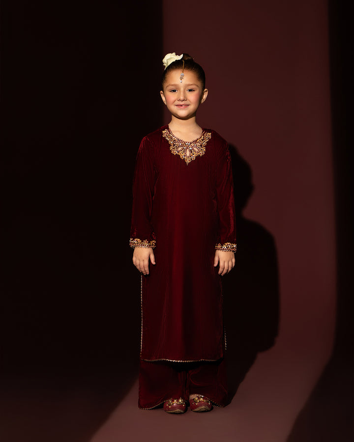 Kids 2 Piece Velvet Suit Stitched | 1131-ST-VLT