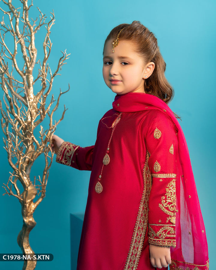 Kids Chambray Katan Embroidered Suit | 1978-NA-S.KTN