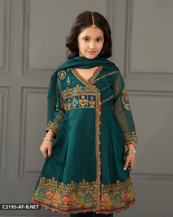 Kids Bori Net Embroidered Suit | 2195-AF-B.NET