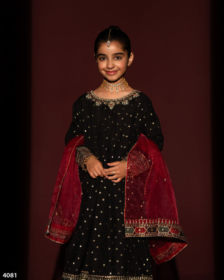 Kids 3 Piece Bindi Badla Suit Stitched | 4081-SJ-B.BADLA