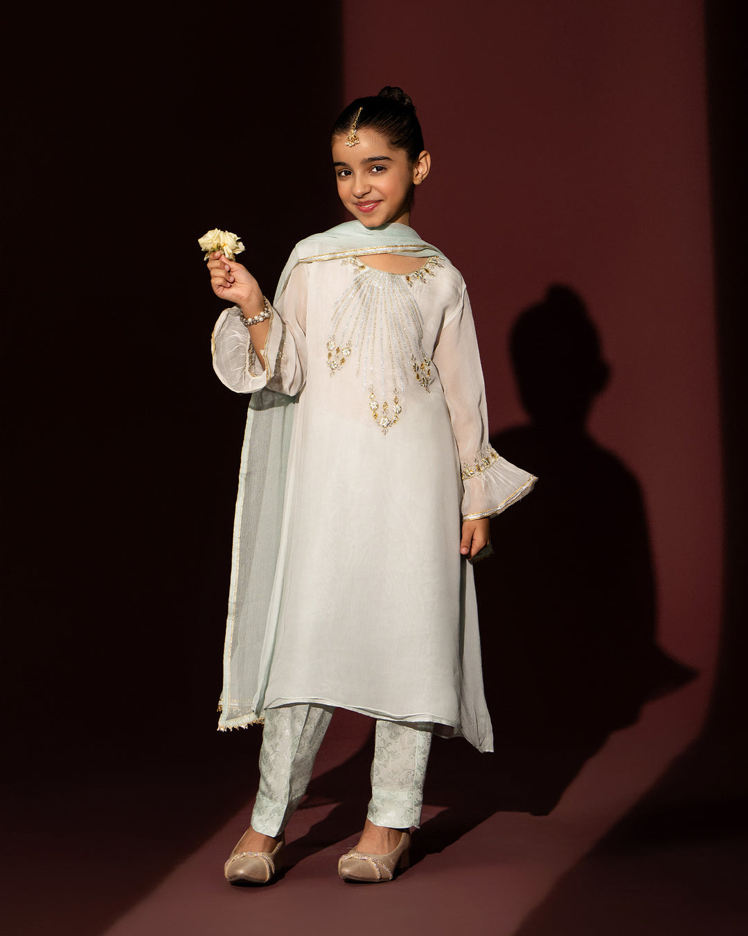 Kids 3 Piece Chiffon Stitched Suit | 9643-IG-CF