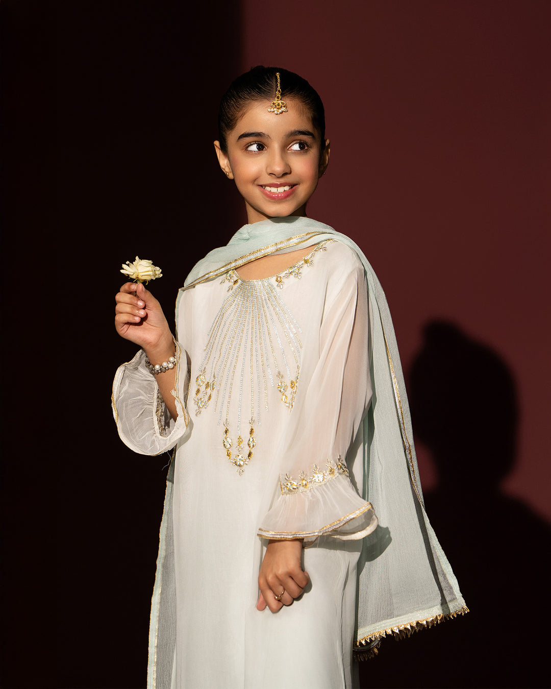 Kids 3 Piece Chiffon Stitched Suit | 9643-IG-CF