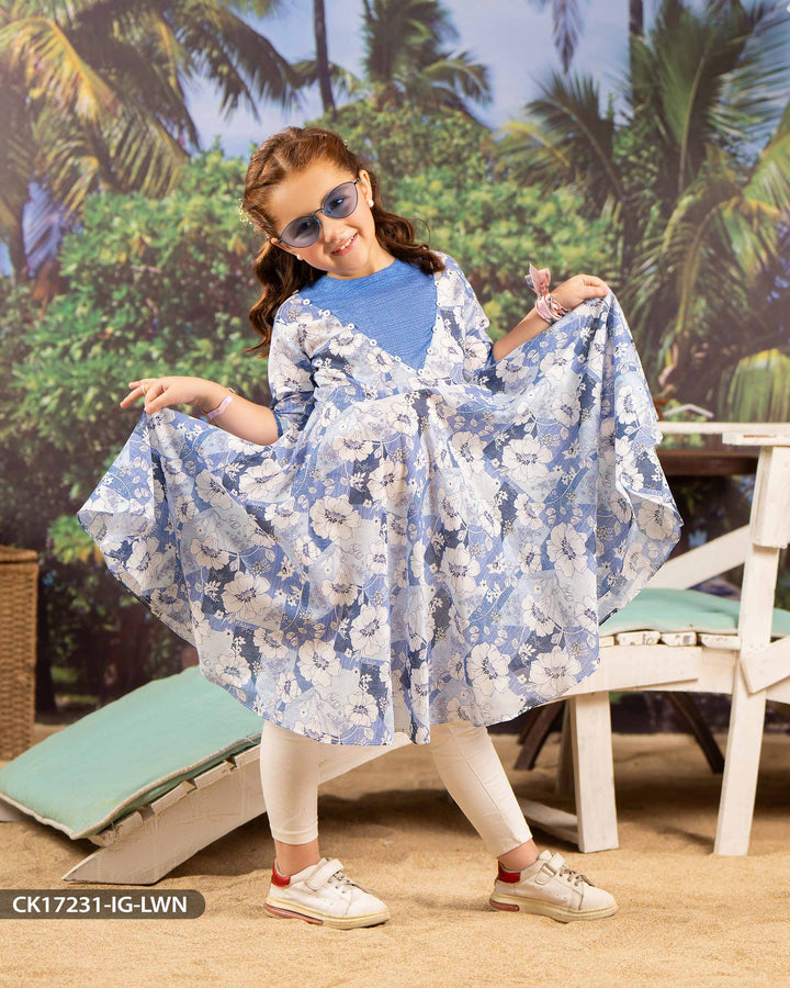 Kids Printed Lawn Shirt | 17231-IG-LWN