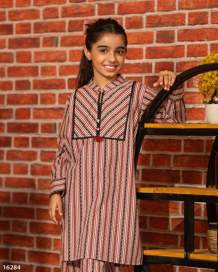 Kids 2 Piece Khaddar Suit Stitched | 16284-IG-KD