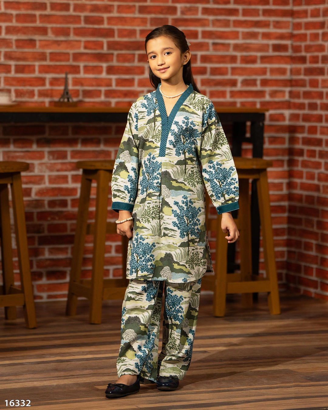 Kids 2 Piece Khaddar Suit Stitched  | 16332-IG-KD