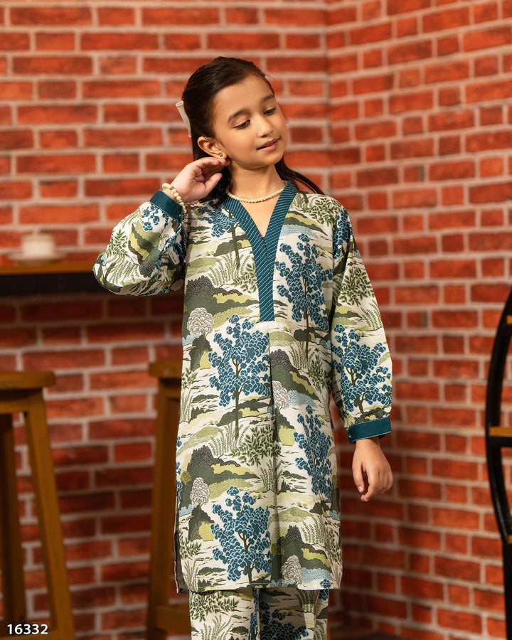 Kids 2 Piece Khaddar Suit Stitched  | 16332-IG-KD