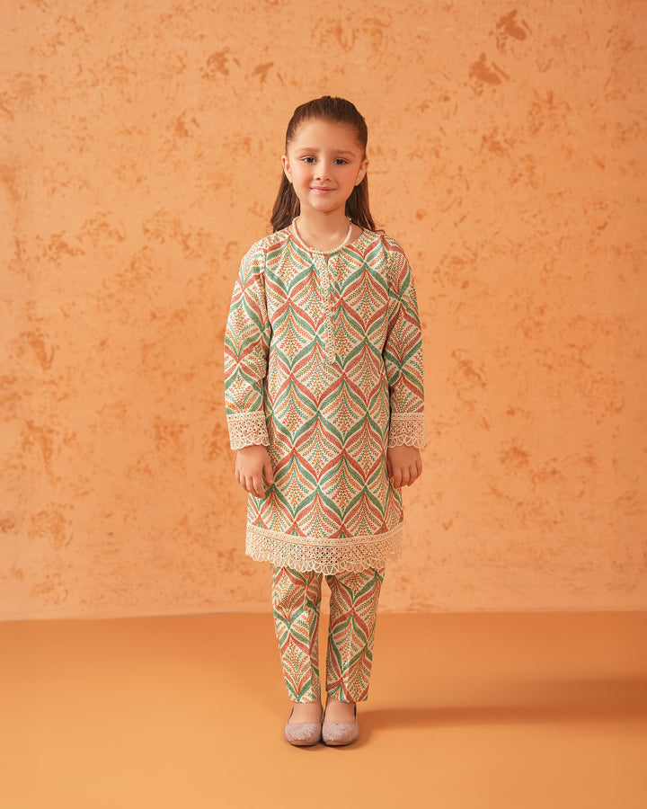 Kids 2 Piece Khaddar Suit Stitched | 36058-FU-KD