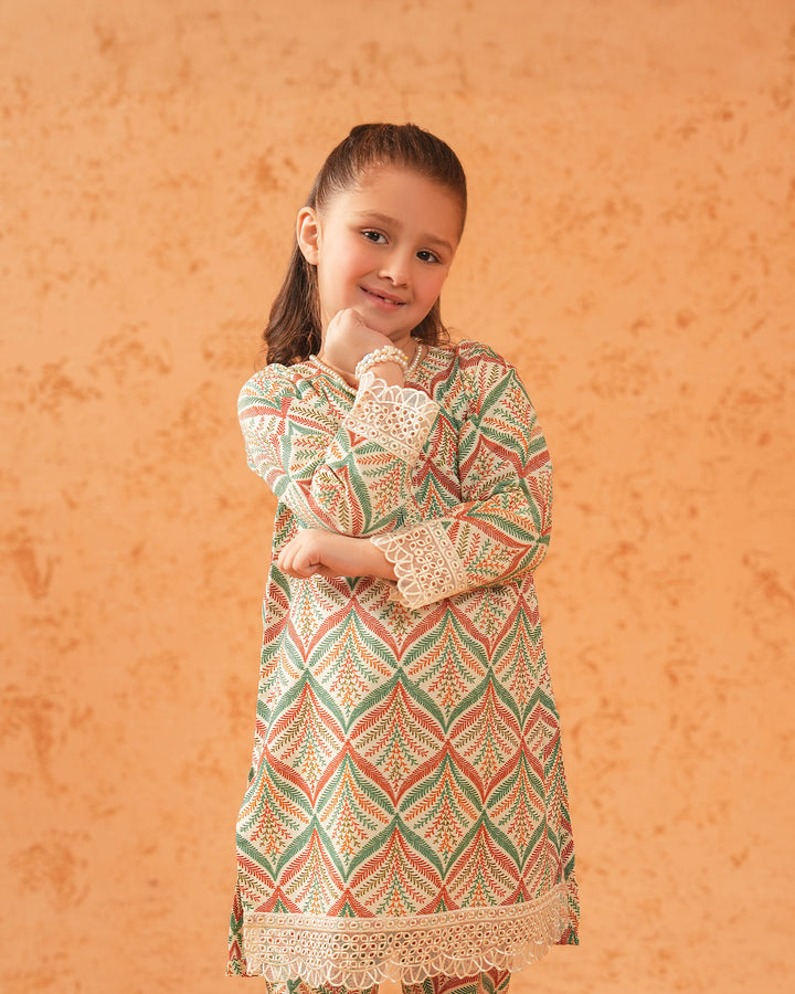 Kids 2 Piece Khaddar Suit Stitched | 36058-FU-KD