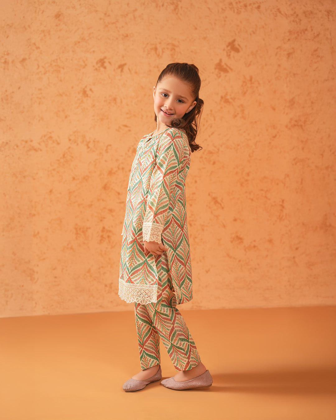 Kids 2 Piece Khaddar Suit Stitched | 36058-FU-KD